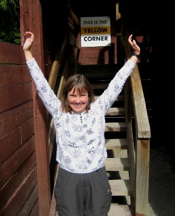 Robin triumphant at Yellow Tower, the hardest tower to reach